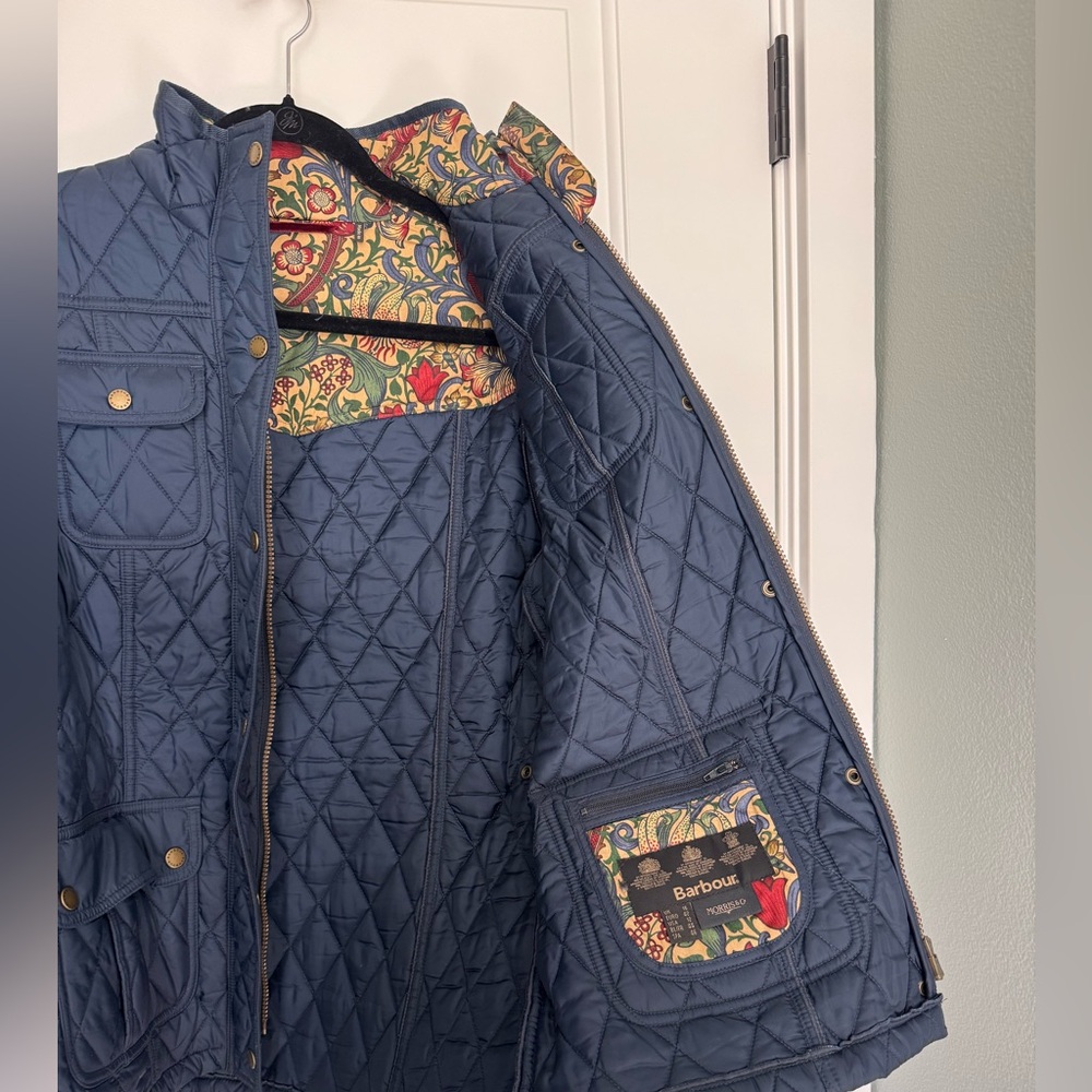 Barbour William Morris Navy Quilted Utility Jacket - 12 / L - Picture 10 of 11